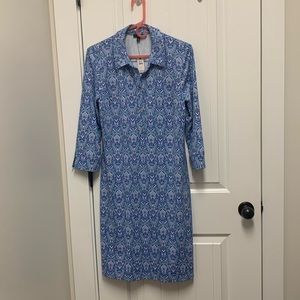 Talbots Print 3/4 Sleeve Collared 5 Button Dress